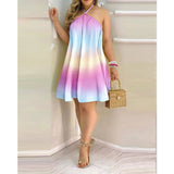 Nina Parker Graffiti Dress off-Shoulder Halter Lace-up Loose Dress