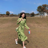 Burnt Orange Dress Avocado Green Dress Women 'S Spring And Autumn Shirt Popular Skirt