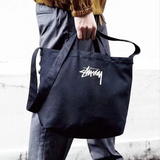 Stussy Handbag Black Pure Cotton Canvas Bag Shoulder Portable