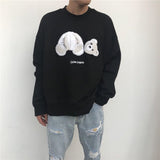 Palm Angels Sweatshirts Angel Broken Bear Embroidered Crew Neck Loose Coat