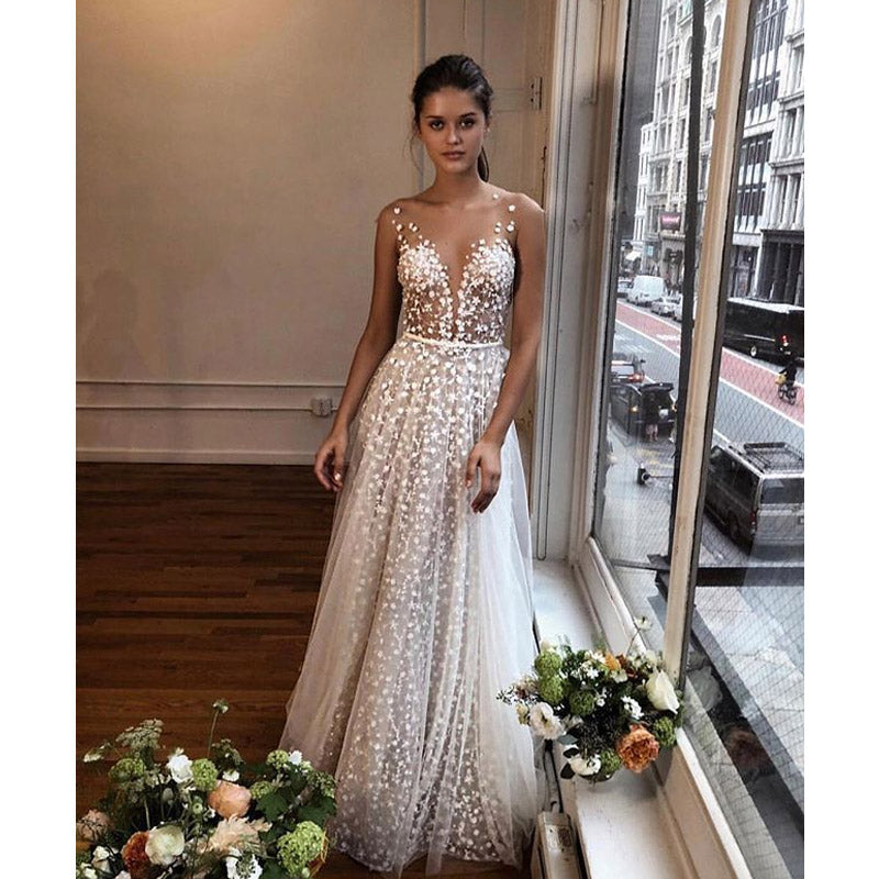 Formal Dresses & Gowns Women's Dress Sexy V-neck See-through Dress