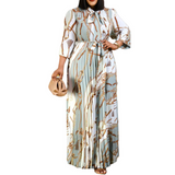 Nina Parker plus Size Dresses Long Sleeve Printed Pleated Strap Dress plus Size Dress