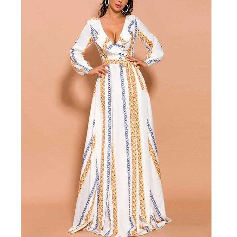 Autumn and Winter Long Sleeve Split Lace-up Dress Sexy Dress Flower Print Cottagecore Aesthetic Dress