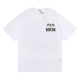 Rhude T Shirt Crown Flag Print Hip Hop Men and Women Casual