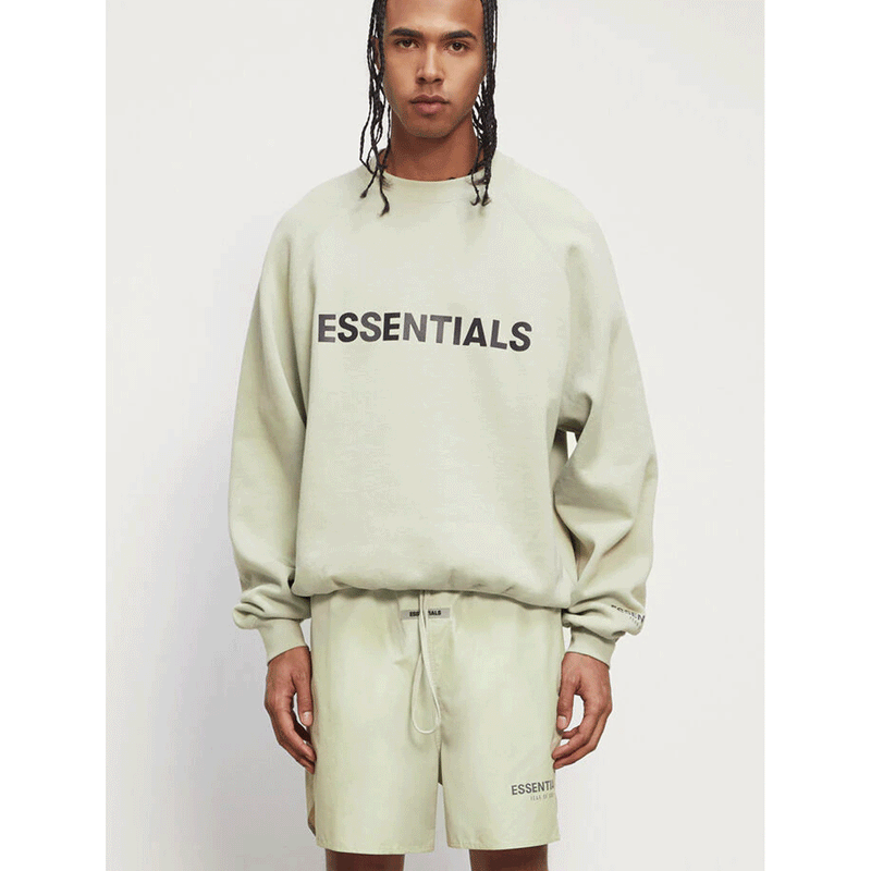 Fog Fear of God Essentials Hoodie Letter Avocado Green Brushed round Neck Pullover Sweatshirt Male
