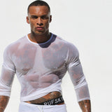 Men Rave T Shirt Men's Mesh Long Sleeve T-shirt Sexy Long Sleeve