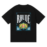 Rhude T Shirt Playing Cards Printed Hip Hop Men and Women Casual Loose