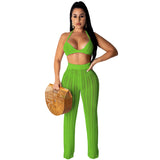 See through Pants Suit Summer Women's Fashion Perspective Two-Piece Suit