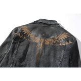 Marcelo Burlon Hoodie Gold  Feather Wing Pattern Denim Jacket For Men And Women