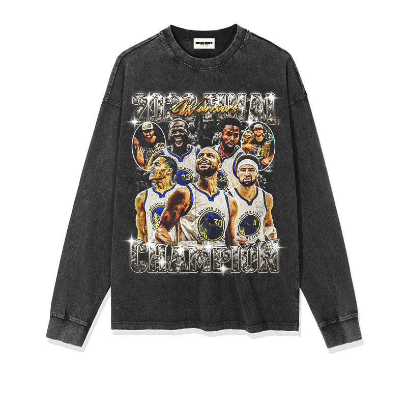Stephen Curry Shirt Curry Portrait Printing round Neck Long Sleeve T-shirt Vintage Pure Cotton
