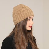 Toboggan Hat Knitted Woolen Cap Women's Autumn and Winter Earflaps Warm