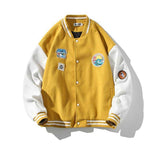 Yellow Varsity Jacket Autumn Men's Labeling Embroidered Coat Pilot Jacket Top