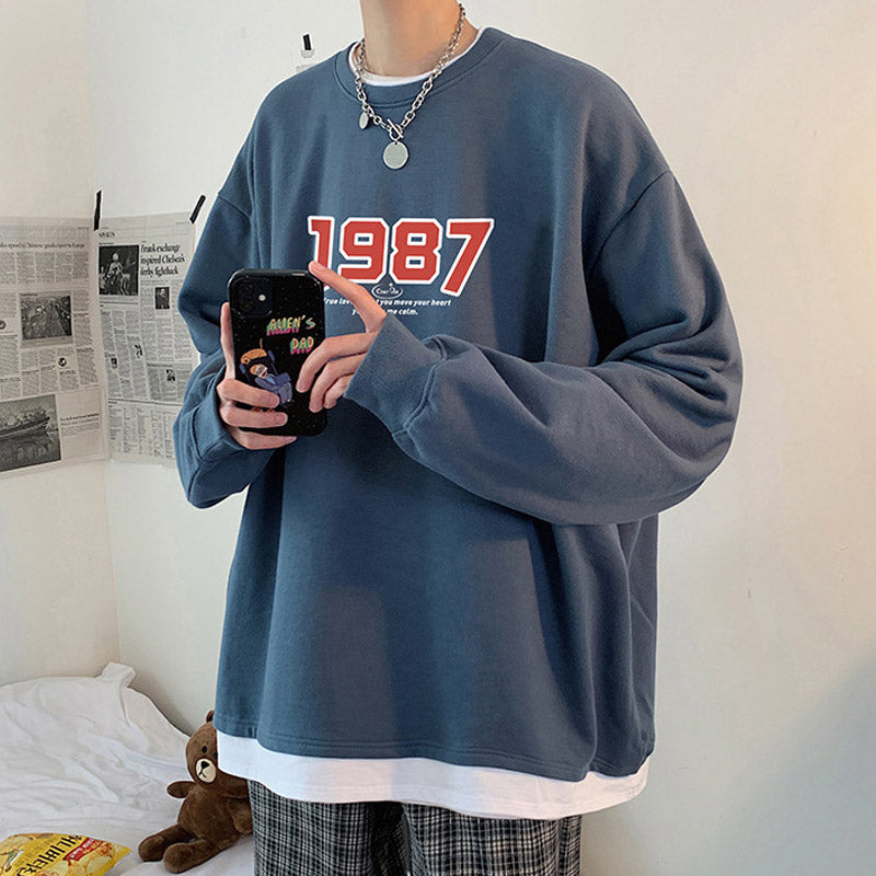 Men Sweatshirts Sweater Men's Autumn Loose Crew Neck Coat