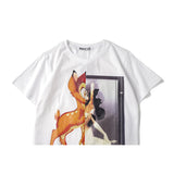 GVC T Shirt Deer and Beauty Pattern Pure Cotton Loose Short Sleeve T-shirt Men