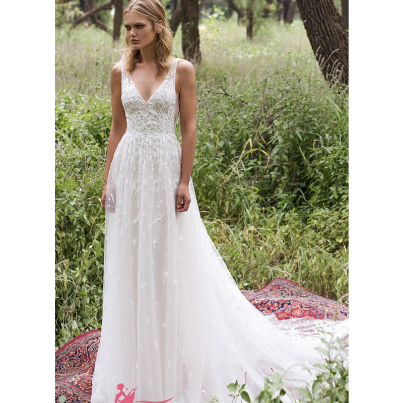 Bridesmaid Dress Autumn New Women's Sexy V-neck Backless Wedding Dress