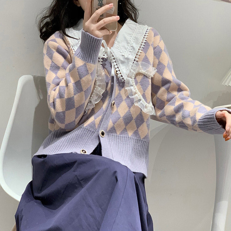 Preppy Aesthetic Sweater Autumn Fashionable Knitted Cardigan Women's Wide Long Sleeve