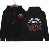 Stranger Things Hellfire Club Coat Printed Hooded Loose Zip Sweatshirt