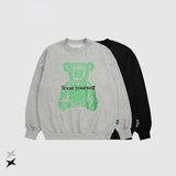 Preppy Aesthetic Sweatshirt Bear Printed Sweater Autumn Loose