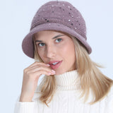 Women Winter Hats Knitted Hat Women's Autumn and Winter Bucket Hat plus Velvet Thickening