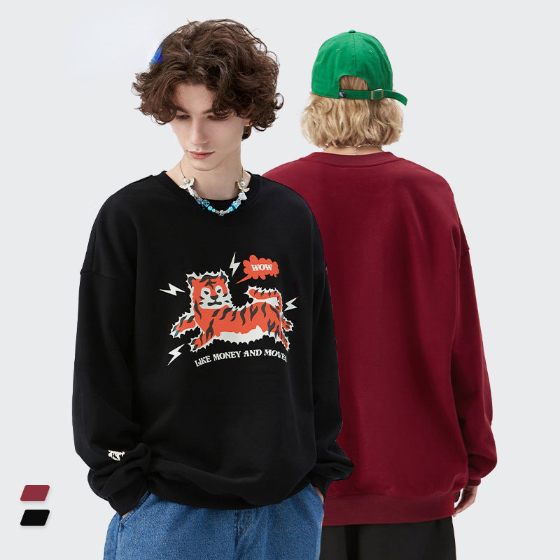 Preppy Aesthetic Sweatshirt Men's Autumn Printed round Neck Loose Men's