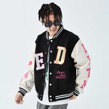 Mens Fall Outfits Printed Baseball Uniform High Street Couple's Vibe Style Jacket