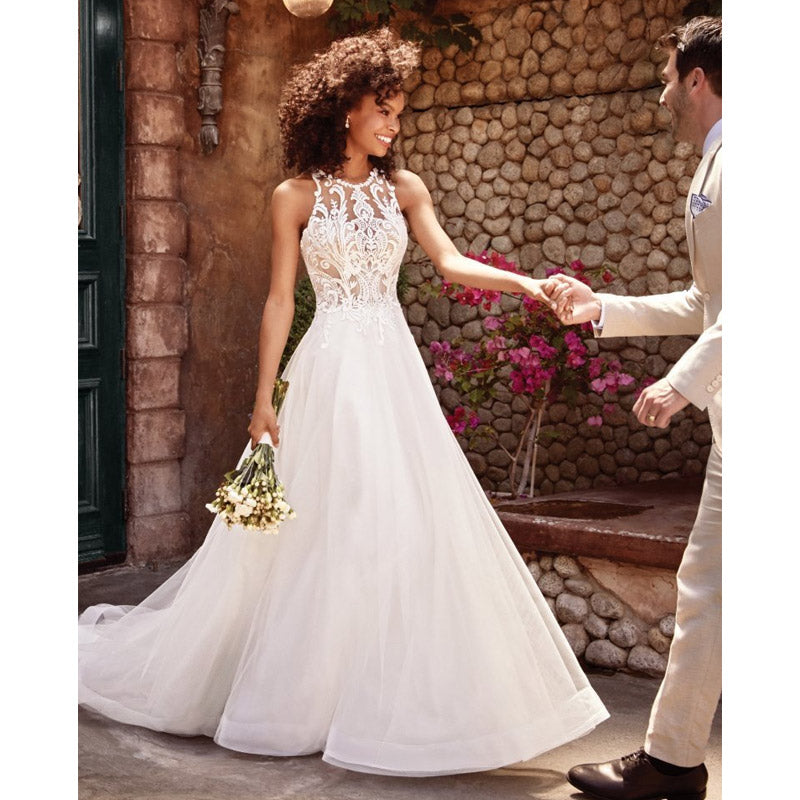 Formal Dresses & Gowns Women's Lace Sleeveless Halter Wedding Dress Formal Dress