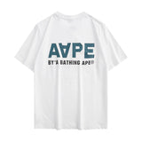 A Bath Ape Print T Shirt Casual Fashion Shark Print Couple Loose Sports