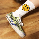 Drew House Smiley Face Printed Stockings Fashion Brand Leisure Cotton Mid-Calf Length Socks