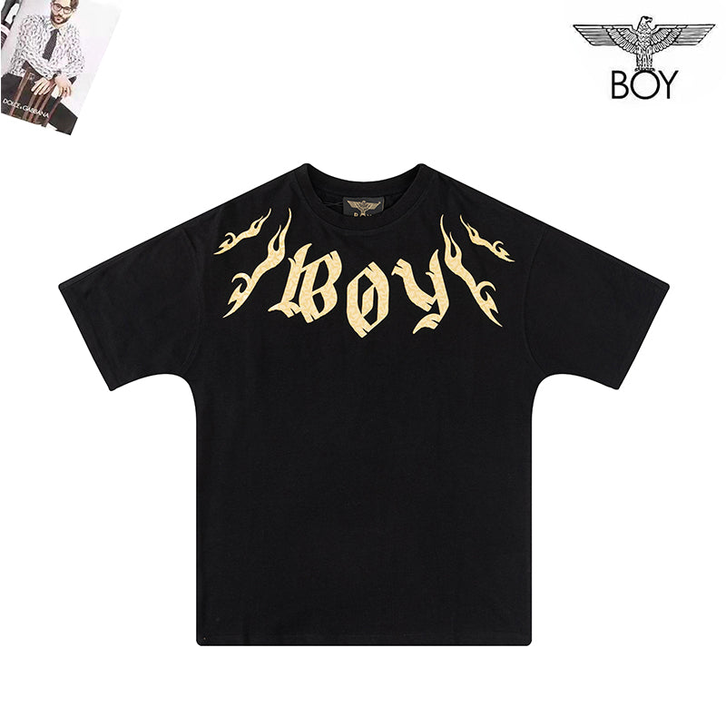 Boylondon T Shirt Training Practice Fashion Slim Golden Leaves