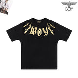 Boylondon T Shirt Training Practice Fashion Slim Golden Leaves
