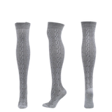 Winter Thick Knit Thigh High Socks Long Stockings Boot Knee Socks Twist Knitting Long Stockings