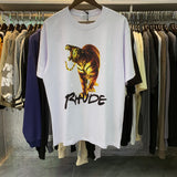 Rhude T Shirt Tiger HD Printed Heavy Weight Cotton Men and Women