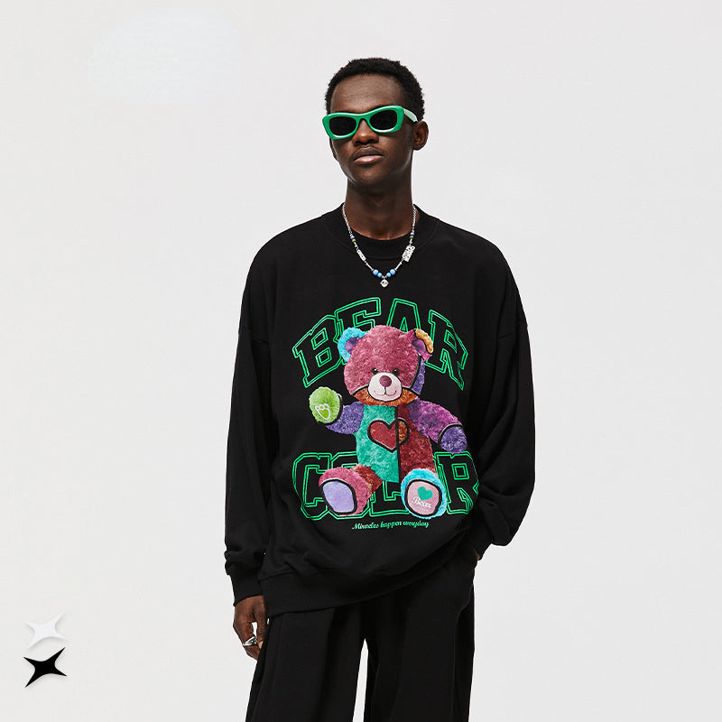 Preppy Aesthetic Sweatshirt Men's Clothing Fleece Sweatshirt Autumn Printed Long Sleeve