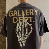 Gallery Dept T Shirts Loose Skull Retro Washed Short Sleeve T-shirt for Men and Women