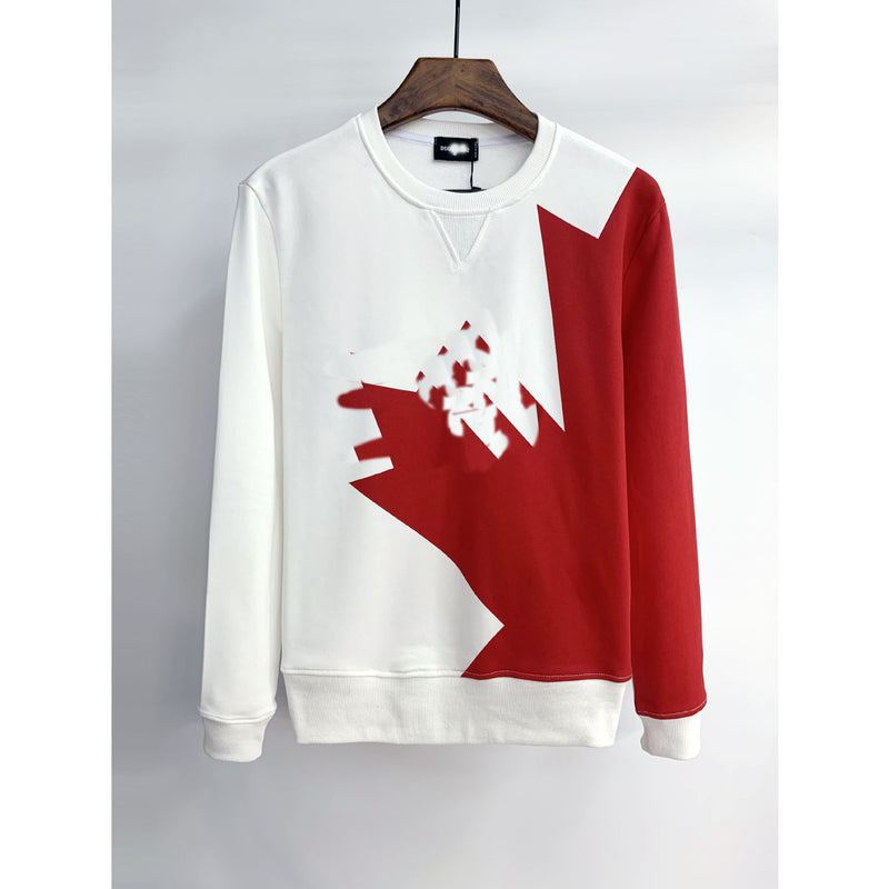 Dsq2 Hoodie DSQ Lian D2 Half Piece Large Leaf Printed Sweater Trendy Men's Autumn and Winter