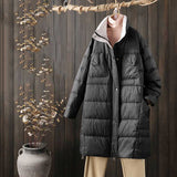 Women Winter Coats Puffer Jacket Down Coat Winter Clothing Mid-Length Loose Lapel Down Jacket Coat