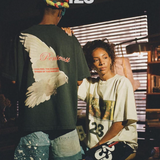 Rrr123 T Shirt Peace Dove Printed Vintage Washed Black Loose