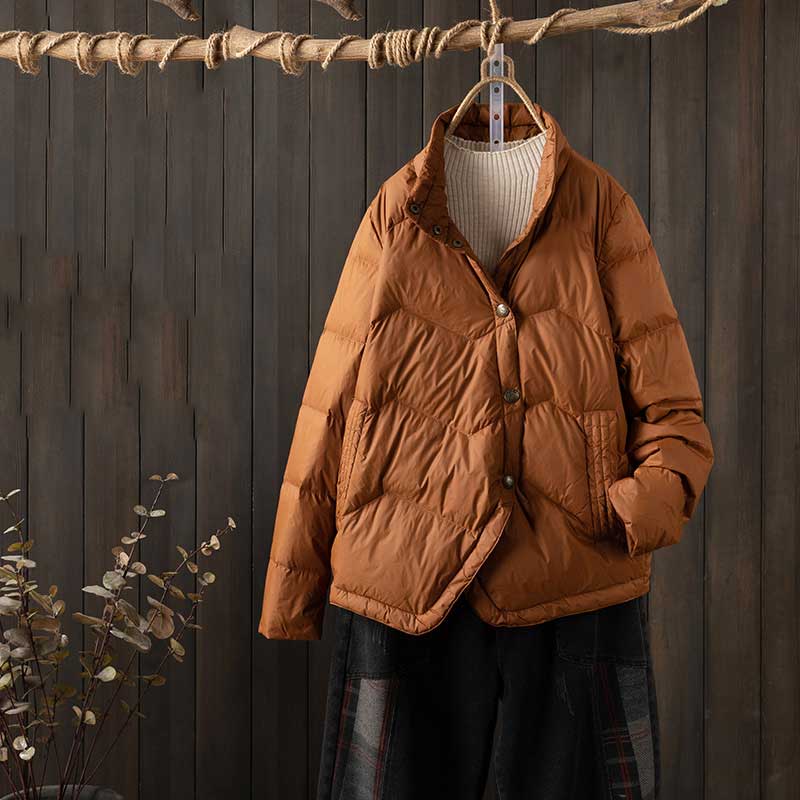 Women Winter Coats Puffer Jacket Down Coat Lightweight Down Jacket Female Autumn Winter White Duck Down Stand-up Collar Thermal Coat
