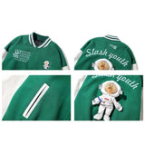 The Bears Varsity Jacket Street Fall/Winter Jacket Men's Astronaut Bear Retro Baseball Uniform Loose Couple Coat