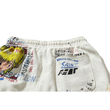 Kanye West Sunday Service Pant Cartoon Doodle Hand Drawn Retro Loose Terry Trousers