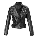 Leather Biker Coat Gothic Leather Jacket Women Pu Jackets Punk & Rock Motorcycle Clothing Drill Bit Splicing Coat