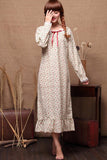 Women's Long-Sleeved Cotton Floral Loose Pastoral Princess Nightdress Pajamas Cottagecore Nightgown