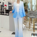 Women Autumn Uniform Designs Formal Style Office Lady Bussiness Attire Work Suit Gradient Color Suit