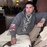 Saint Michael Hoodie Vlone Distressed Graffiti Hooded Fleece Lined Sweater