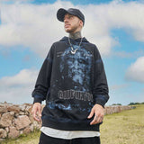 Mens Fall Outfits Sweater Men's Graffiti Hooded Loose Oversize Couple Vintage