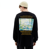 Preppy Aesthetic Sweatshirt Vintage Floral Print Long Sleeves T-shirt Men Loose-Fitting Casual Pullover