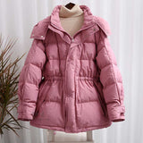 Women Winter Coats Puffer Jacket Down Coat Winter New Slim Slimming Profile Drawstring White Duck Down Coat