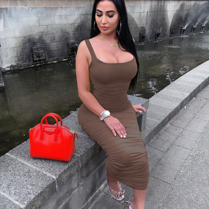 Victoria Beckham Dresses Autumn And Winter Solid Color Sleeveless Slim Fit