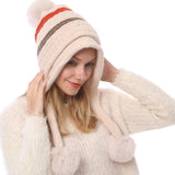 Women Winter Hats Autumn and Winter Fleece-Lined Thermal Ball Knitted Hat