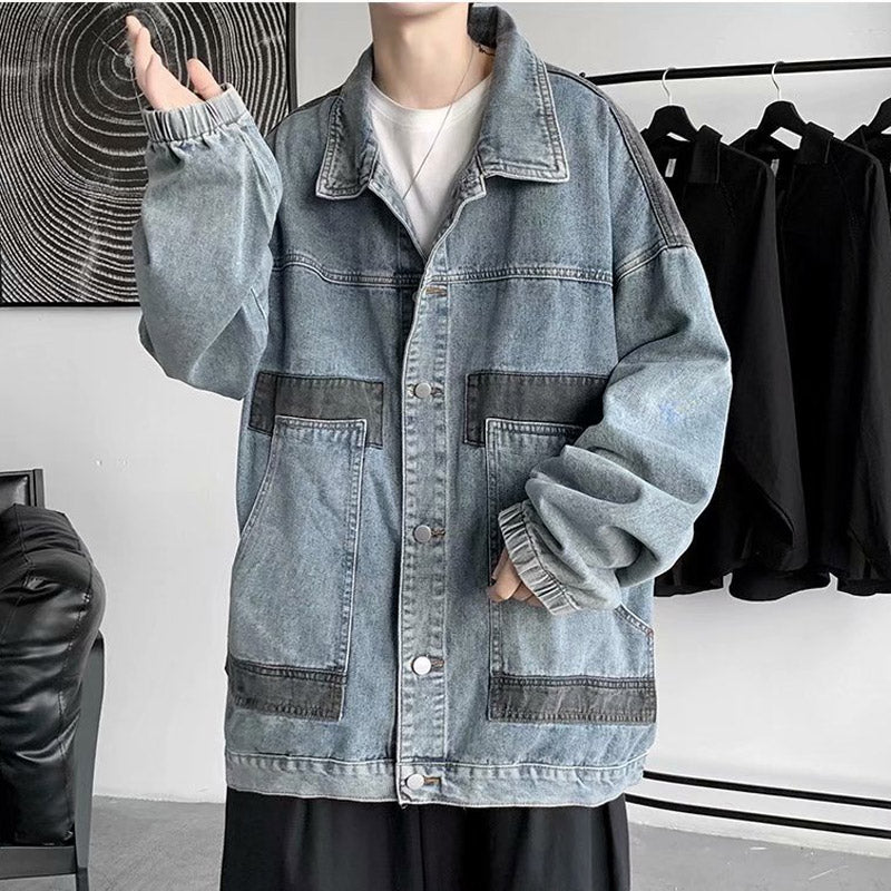 Men Denim Jacket Men's Denim Coat Autumn and Winter Leisure Baseball Uniform
